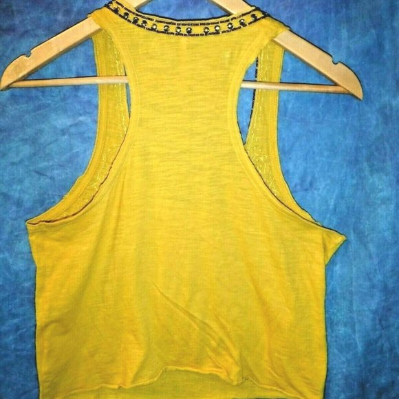 FREE PEOPLE Bohemian Crop Yellow Sequin Tank Top - Picture 2 of 4